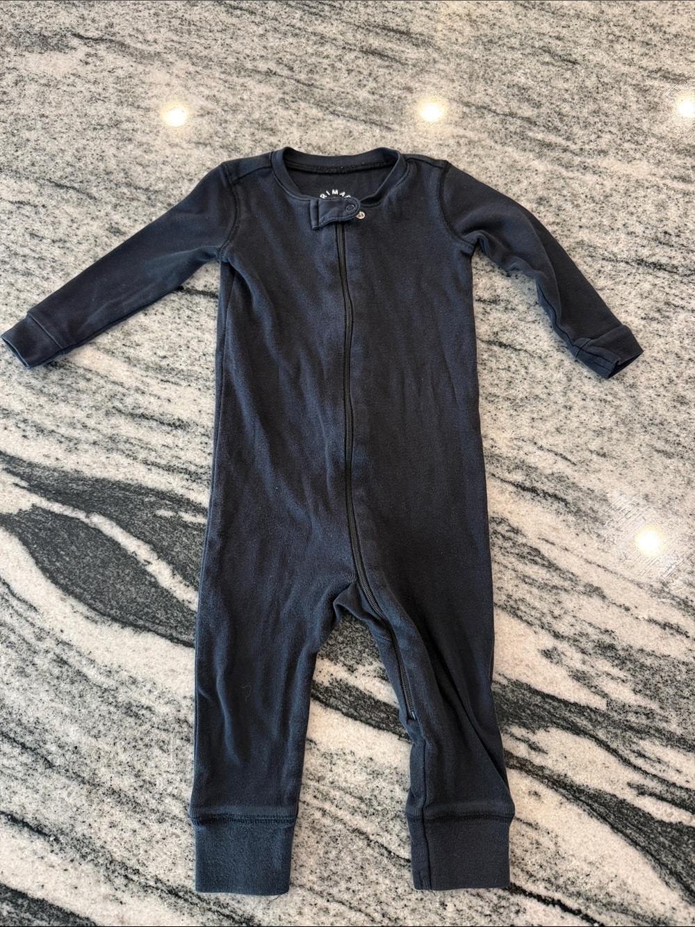Primary Black Zippered Kids One-Piece Bodysuit